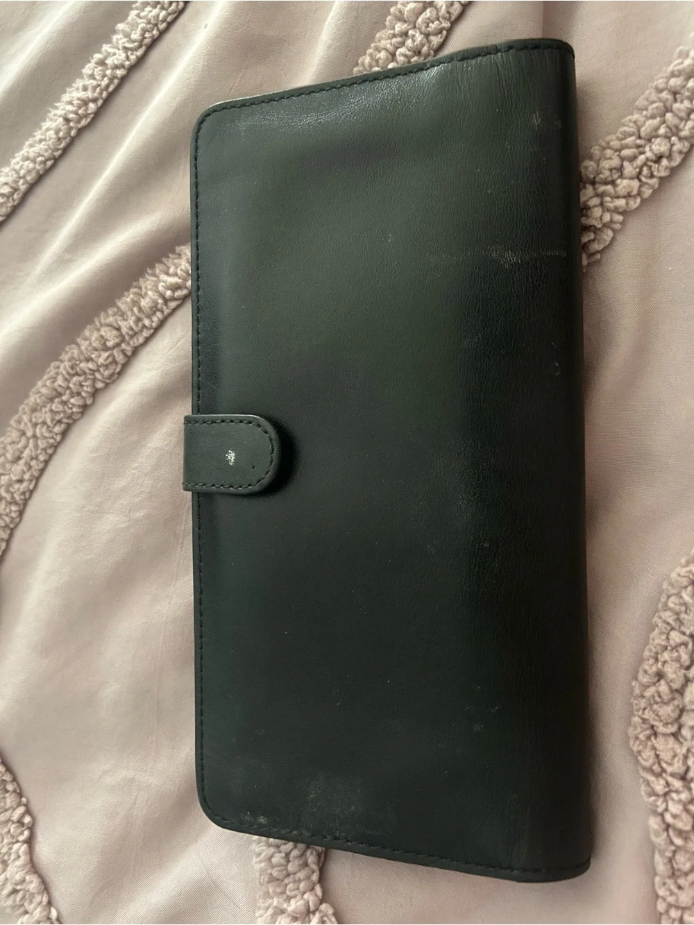 Coach Black Leather Wallet with Gold Logo Accent